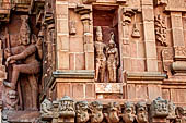 The great Chola temples of Tamil Nadu - The Brihadishwara Temple of Thanjavur. Decoration on temple walls. 